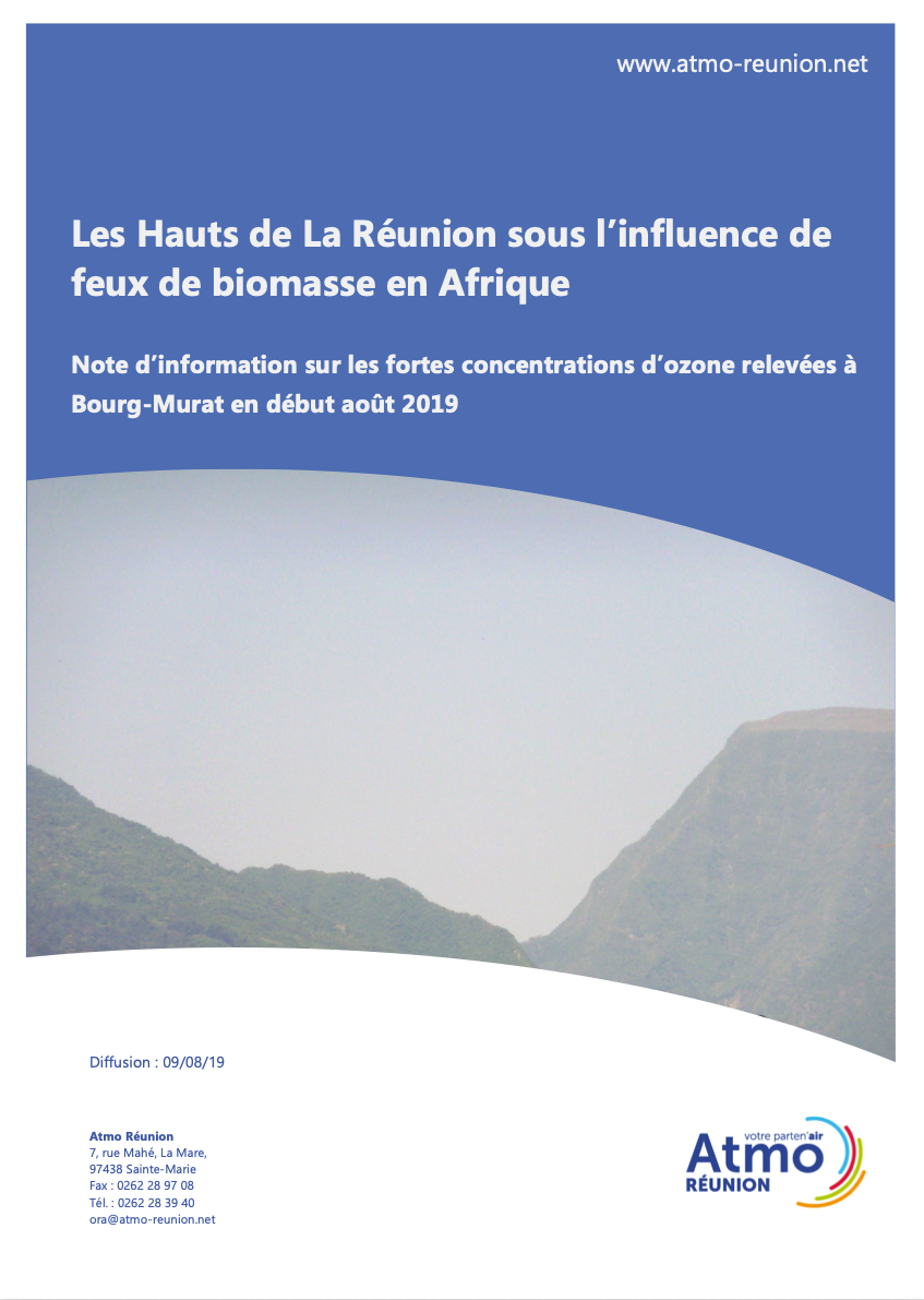 Les Hauts de La Réunion sous l'influence de feux de biomasse en Afrique - 2019