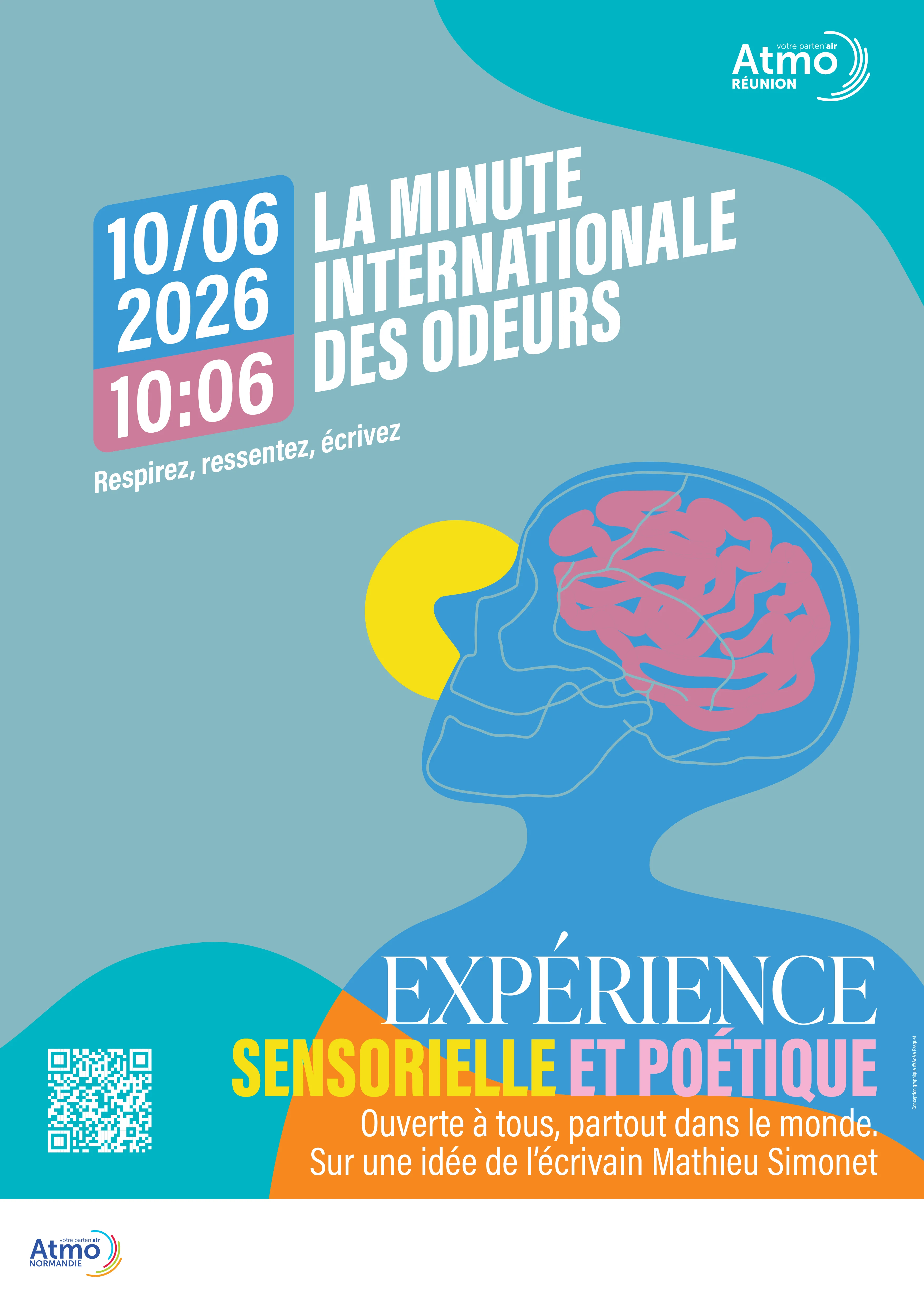 affiche MIO illustration ombre chinoise bleue nez cerveau